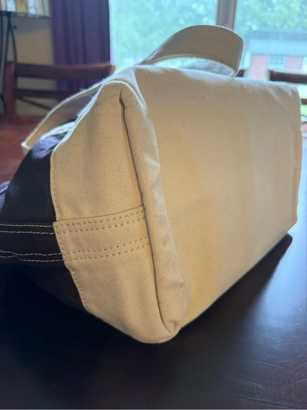 Lands' End Purple and Cream Animal Canvas Duffel Tote